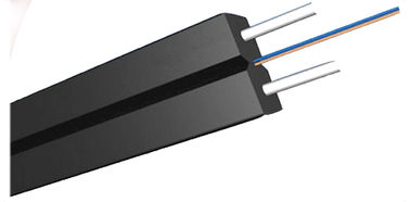 Jakość  Black LSZH Sheath FTTH Optical Fibre In Computer Network With 2*0.45mm Steel Wire Strength Member fabryka