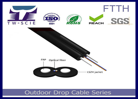 LSZH Osłona Wewnętrzny kabel światłowodowy Przędza kevlarowa Wytrzymałość materiału Członek-kabel FTTH