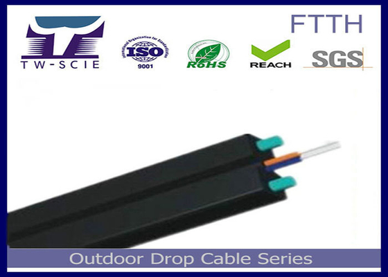 1-4-rdzeniowy kabel FTTH Drop Cable FRP / Steel Strength Member Pokryty płaskim kablem optycznym