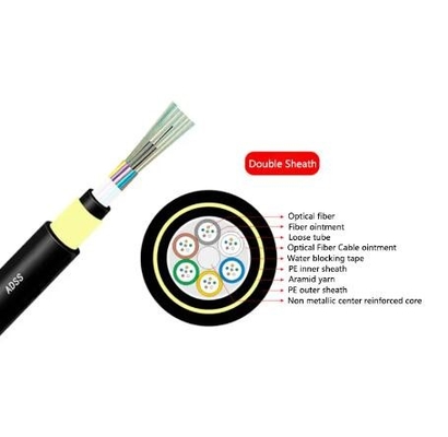 Kabel światłowodowy typu SM jednowarunkowy dla powietrza zewnętrznego 12 24 rdzenia ADSS Kabel światłowodowy typu SM niemetaliczny
