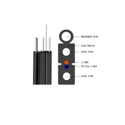 Włókno stalowe zewnętrzne 1core 2cores 4cores samowytrzymujące G657a1 G657a2 9/125 FTTH Drop Cable