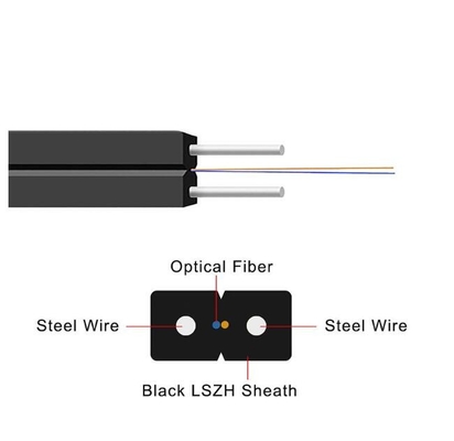FTTH Drop Cable Wire 1 Core 2 Core Steel LSZH Kabel światłowodowy dla pomieszczeń wewnętrznych i zewnętrznych
