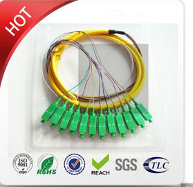 LC / PC Multi Mode Om3 12-żyłowy kabel Mini Breakout 3m Pigtail-G żółty materiał PVC o średnicy 2,0 mm