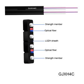 Kabel upuszczający GJXH4C Wewnętrzny kabel upuszczający FTTH 2-żyłowy kabel światłowodowy jednomodowy