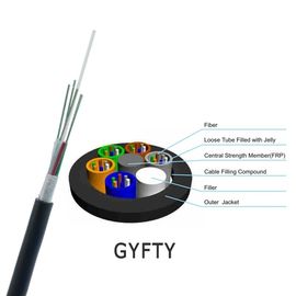 Kabel optyczny z włókna włókienniczego FRP 12 rdzenia z całkowicie dielektryczną luźną rurą GYFTY z przędzą aramidową PE/LSZH